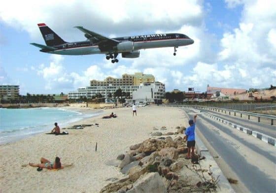 Noisy airport in Caribbean