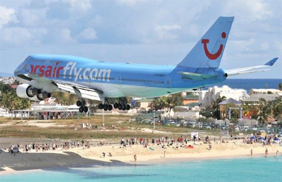 Airport right on the beach