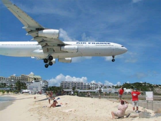 Air France plane landing at Juliana International Airport