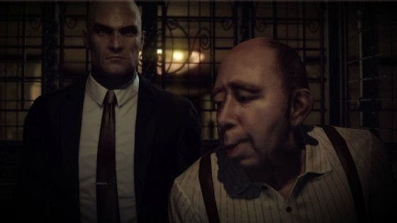 hitman absolution leaked screen of agent 47 with an ugly man