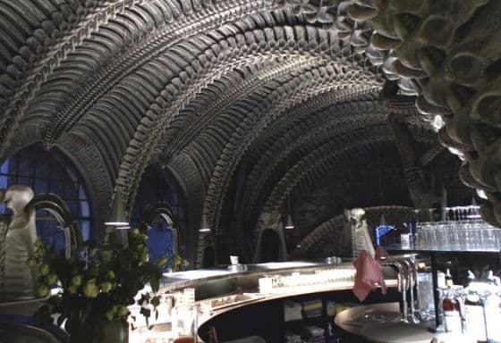 The bar area at night