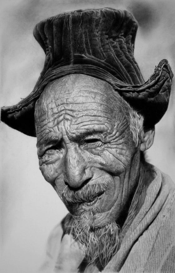 Hyper Realistic Pencil Art of Old Man