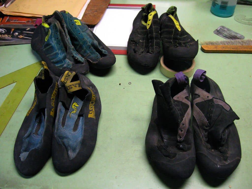 old rock climbing shoes