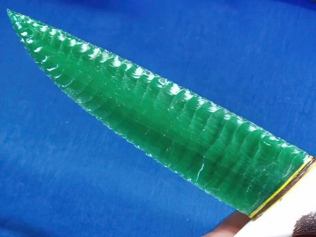 green fiber optic knife close up