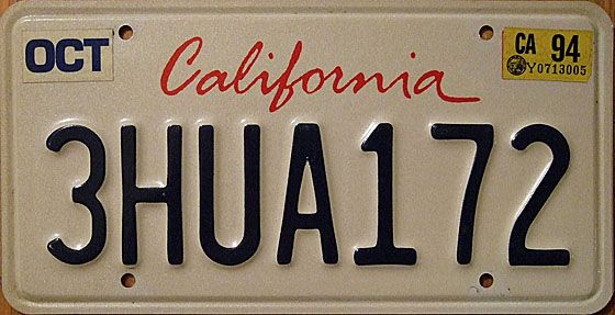 California License Plate Of The Present