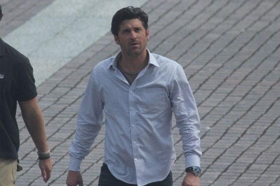 Patrick Dempsey on the set of Transformers 3