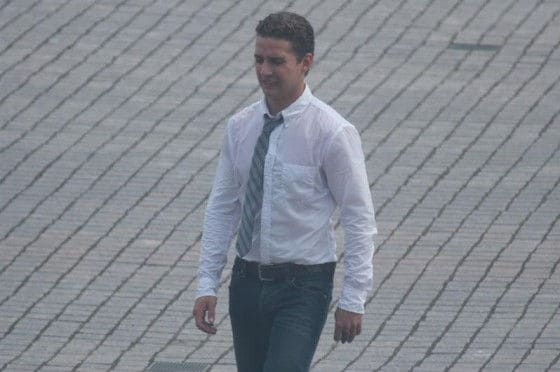 Shia LaBeouf on the set of Transformers 3