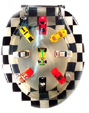 Toy Cars and Racing Flag Toilet Seat Toy Cars and Racing Flag Toilet Seat