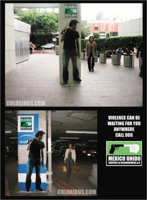 World's Most Creative Advertisements and Billboards 6 Mexico robbery ad with person hiding behind pillar