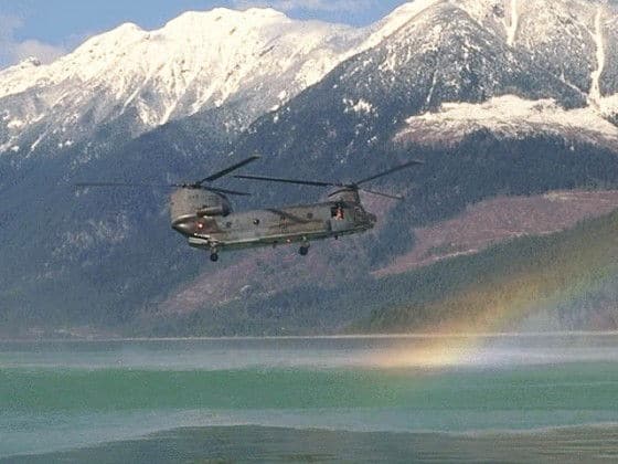 CH-47-Chinook-Flying Chinook helicopter flying over a rainbow