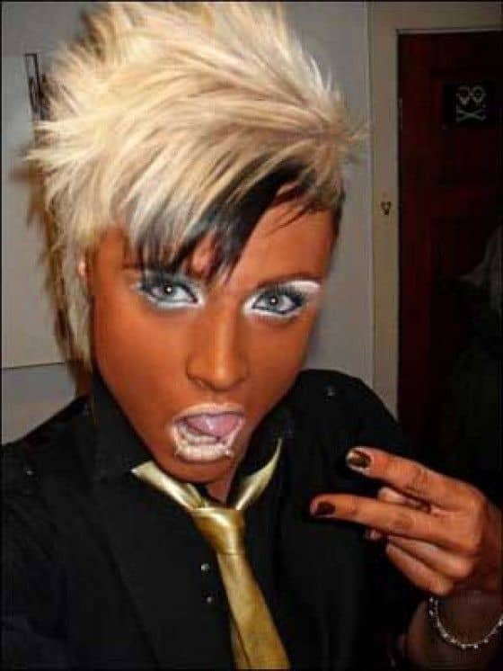 Fake tan on a gothic person