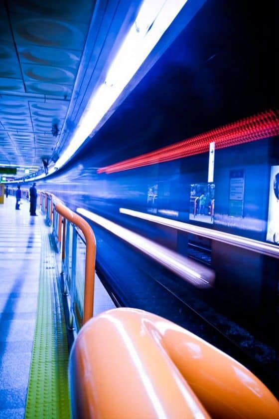 Light-Trail-Picture-Subway-Train Night time light trail picture of subway train