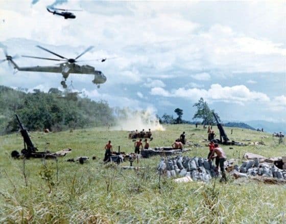 sikorsky-ch54-skycrane-Vietnam CH54 in Vietnam dropping off artillery canon