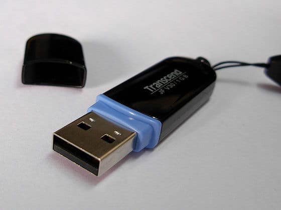 A Standard USB Flash Drive With Blue Trim
