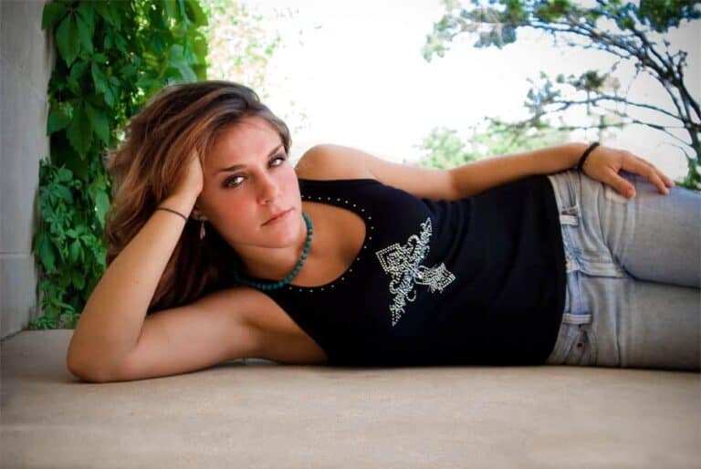 pretty angry girl laying down