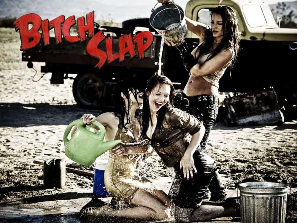 three sexy women having a waterfight Bitch Slap Movie