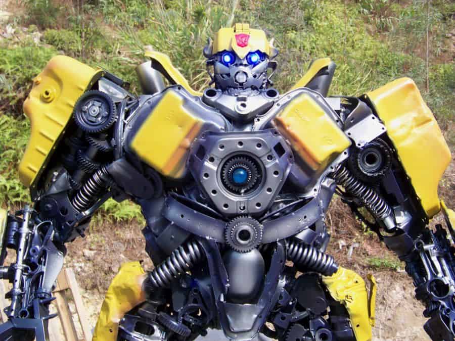 bumblebee transformer robot built out of iron scraps bumblebee transformer robot built out of iron scraps