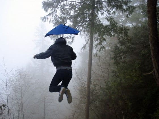 Senz XL Storm Umbrella Being Held While Jumping