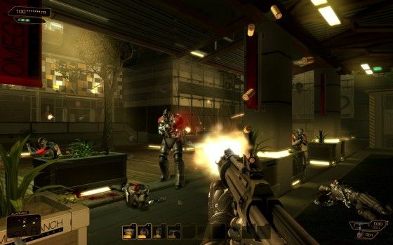 Deus Ex Human Revolution Firing Assault Rifle At Person PC Screen