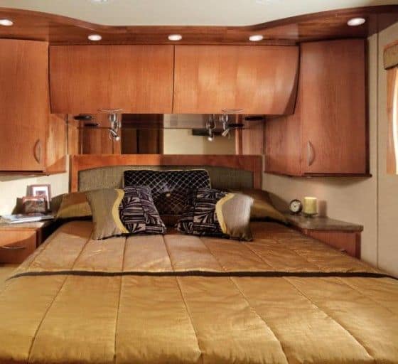 Bedroom on luxury motor home Monaco Vesta 32 PBS