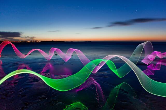 david gilliver light ribbons over water