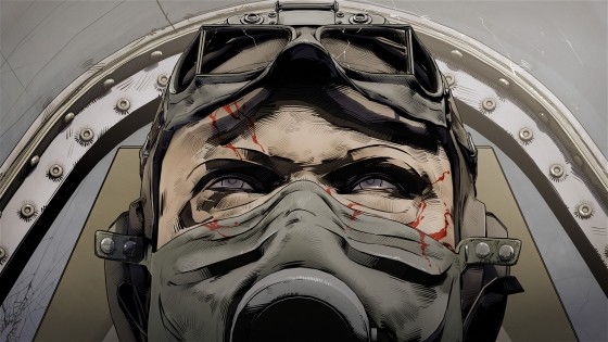 closeup of a ww2 fighter pilots face