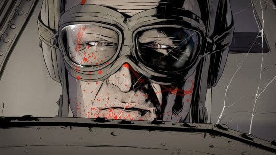 close up of a pilots face at dusk