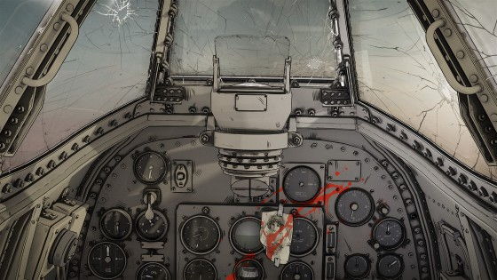 a bloody fighter jet instrument area