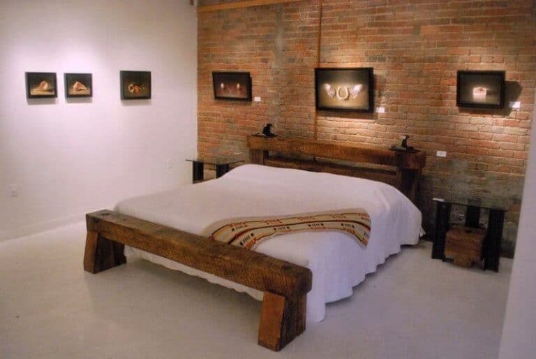 rail yard studios bed made from rail ties and rail spikes
