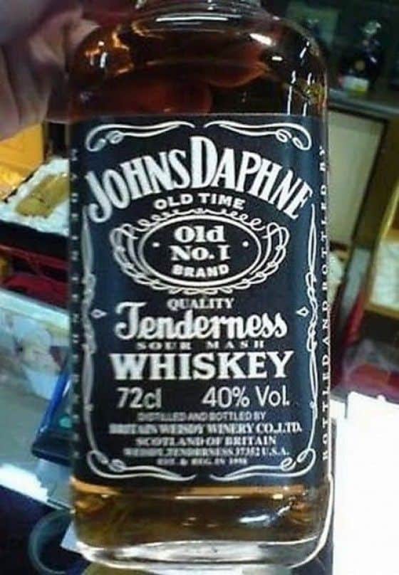 Johns Daphne copy cat whiskey of Jack Daniels