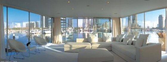 Interior of Houeboat Houseboat interior living space