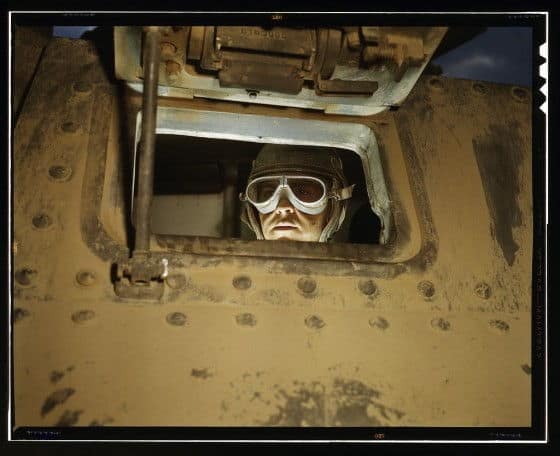 peek a boo WW2 tank driver