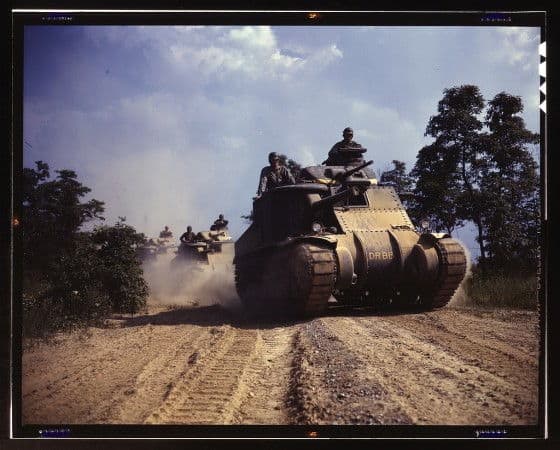 tanks zipping around Tanks on dirt road
