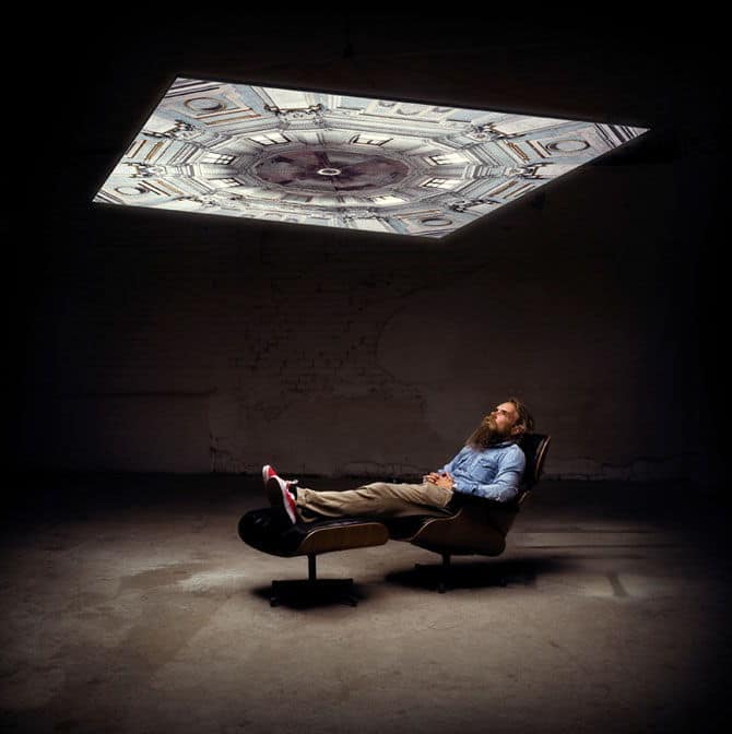 The POLABOY - Customizable Lighting and Art From Your Photographs 16 man under lightboys rooftop light