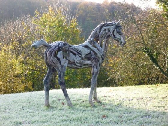 driftwood sculpture of a horse
