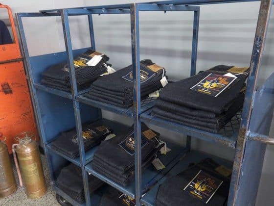 metal rack with jeans