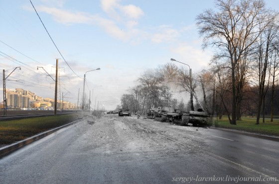 ww2 tank on street