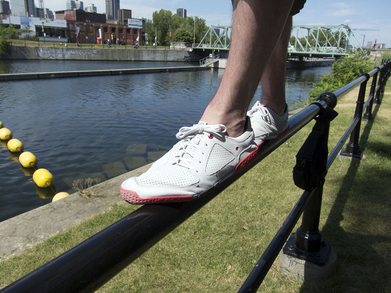 Skora shoe on railing