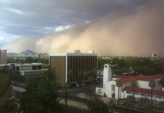 Downtown Phoenix during dust storm
