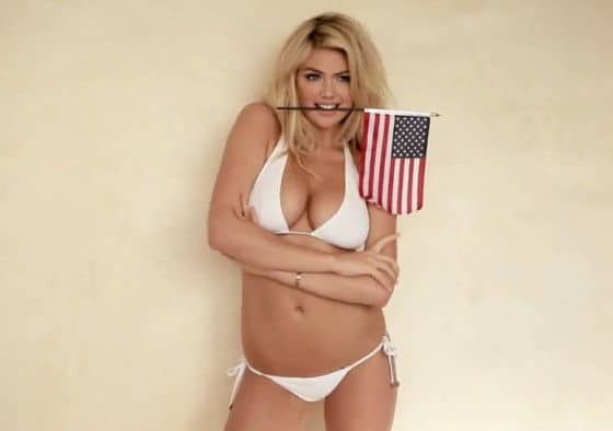 Kate Upton white bikini American flag