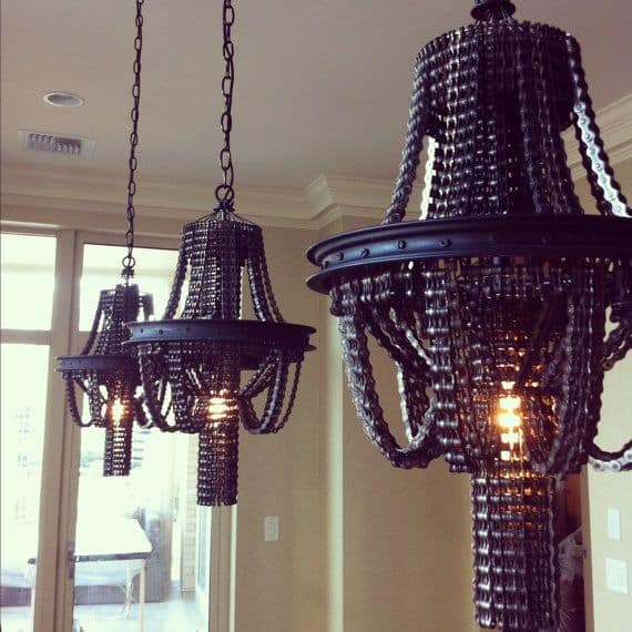 bike chain chandelier