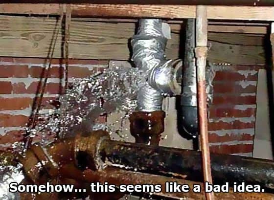 duct tape water pipe bad idea