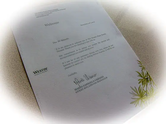 The Style of Nothing: 24 Hours of the Westin Playa Bonita 3 Westin-Playa-Bonita-Letter