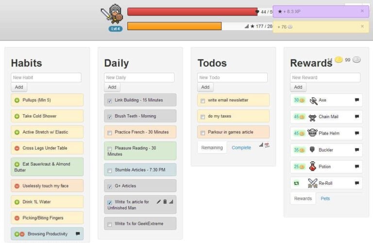 habit rpg screen