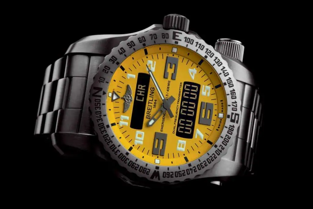 Breitling Emergency II watch yellow dial