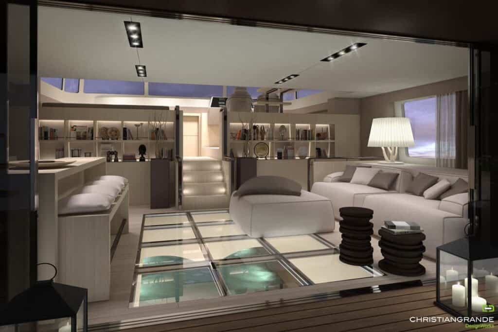 living room area picchio boat