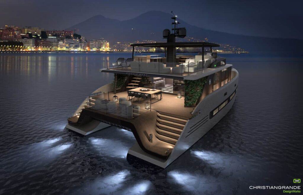 Picchio yacht at night