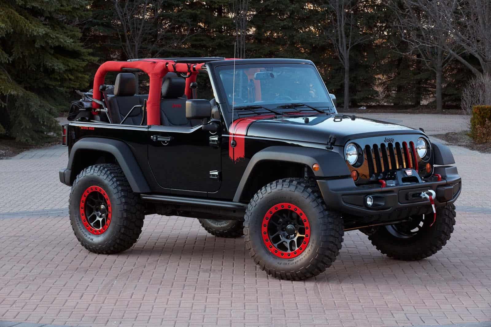level red jeep wrangler