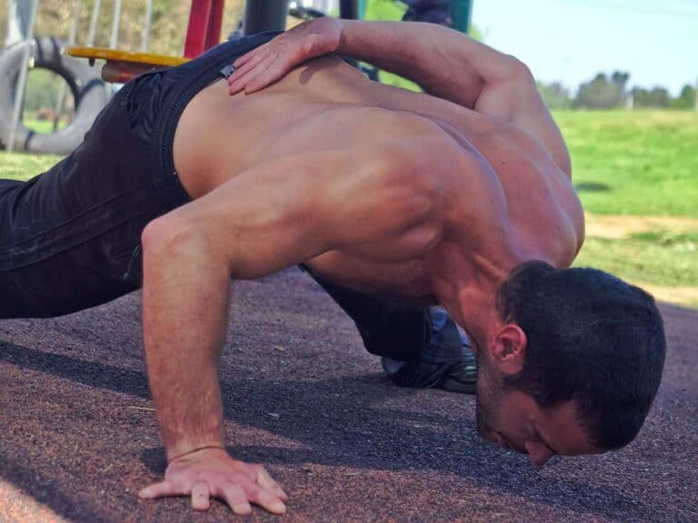 strong man doing pushups
