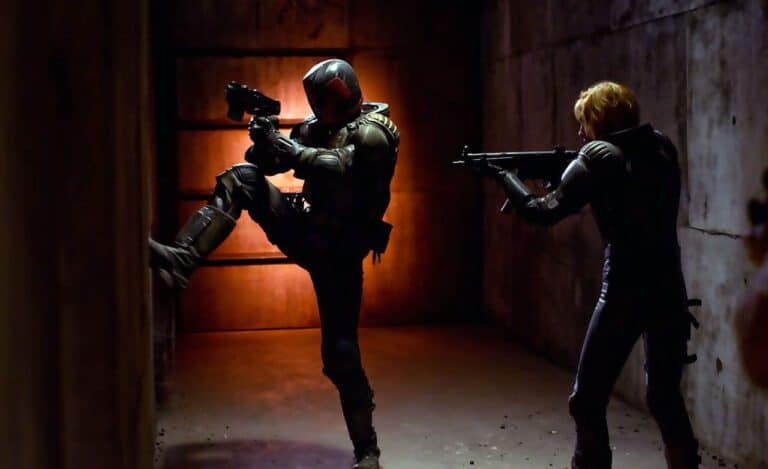 judge dredd kicking down a door